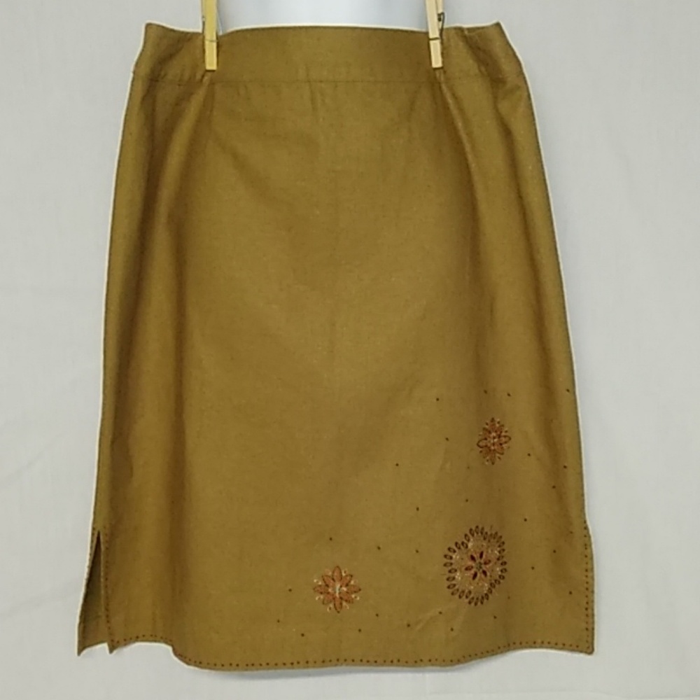 Norton Studio Tan Linen Skirt Sz 14 NWOT